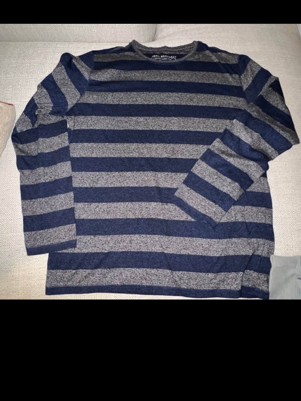 Men's John Bartlett Consensus Navy and Gray Striped Long-Sleeve Shirt Sz M